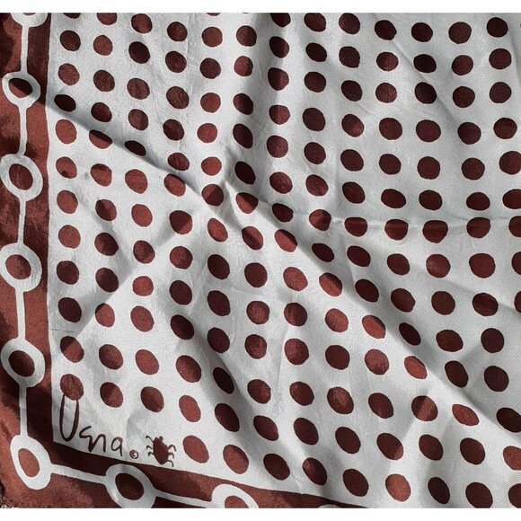 Vintage Signed Vera Scarf Polka Contrasting Border Hand Rolled Silk Square 31" - Picture 6 of 9